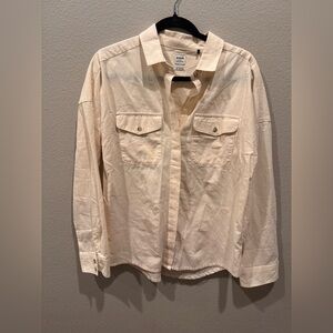 Prana Cream Button Down Shirt Top